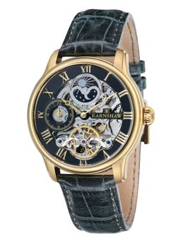 Earnshaw - Longitude Automatic Skeleton MoonPhase Green Round Dial Mens Watch - ES-8006-09