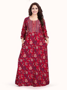 SANAA - Women Red Floral Nighty