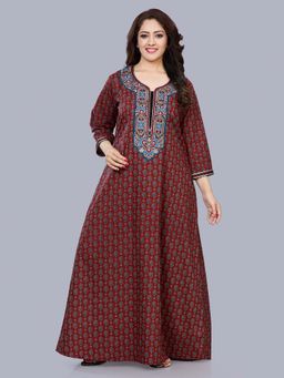 SANAA - Women Maroon Floral Nighty