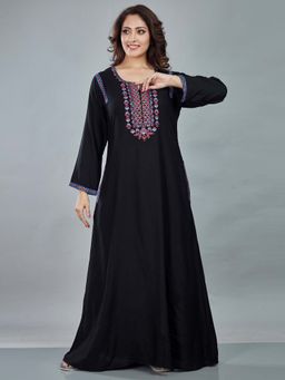 SANAA - Women Black Embroidered Nighty