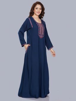 SANAA - Women Blue Embroidered Nighty