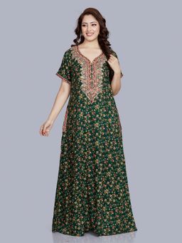 SANAA - Women Green Floral Nighty