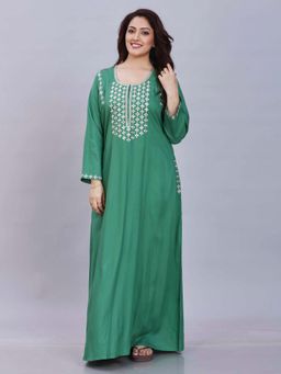 SANAA - Women Embroidered Green Nighty