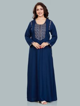 SANAA - Women Embroidered Navy Blue Nighty