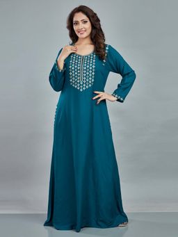 SANAA - Women Embroidered Rama Green Nighty