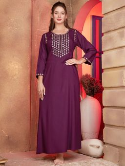 SANAA - Women Embroidered Wine Nighty