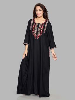 SANAA - Women Embroidered Black Nighty