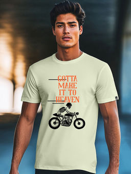 Bewakoof - Men's Fog Green Heaven Graphic Printed T-shirt