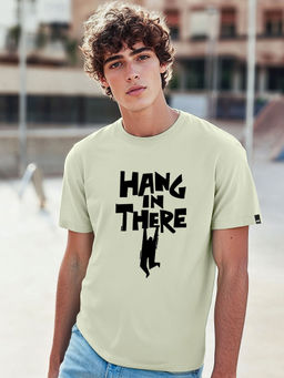 Bewakoof - Men's Fog Green Hangin There Graphic Printed T-shirt
