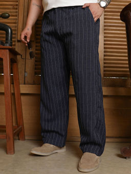 Instafab Plus - Black Stripes Relaxed Fit Trouser