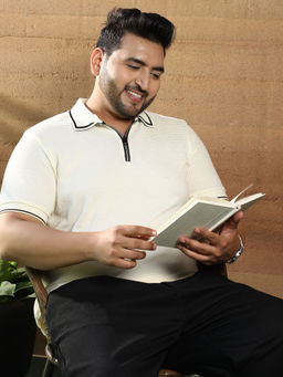 Instafab Plus - White Solid Regular Fit Polo T-Shirt