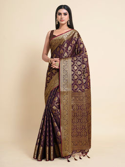 Mimosa - Women'S Kanjivaram Art Silk Saree With Unstiched Blouse