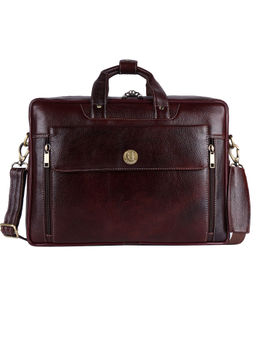 HiLEDER - Pure Leather Stylish 15.5" Laptop Messenger Travel Office Bag Brown