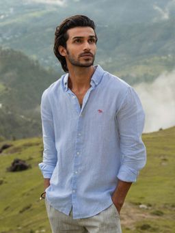 Andamen - Blue Venus Linen Slim Casual Shirt