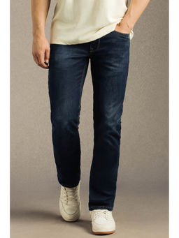 Louis Philippe - Men's Navy Blue Mid Slim Fit Jeans