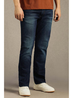 Louis Philippe - Men's Navy Blue Mid Slim Fit Jeans