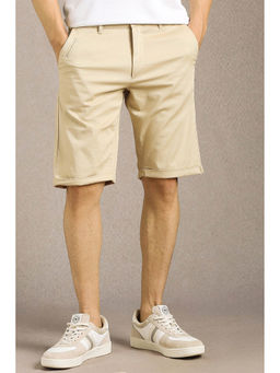 Louis Philippe - Men's Beige Textured Shorts