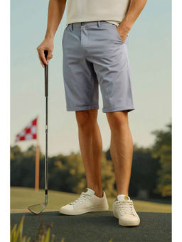 Louis Philippe - Men's Blue Solid Shorts