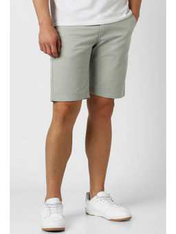 Peter England - Men's Grey Solid Casual Shorts
