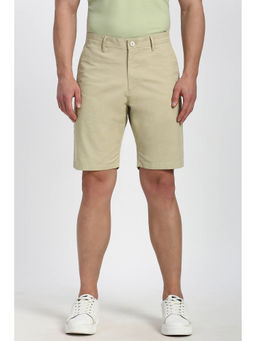 Peter England - Men's Beige Solid Casual Shorts