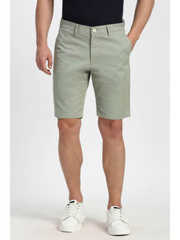 Peter England - Men's Green Solid Casual Shorts