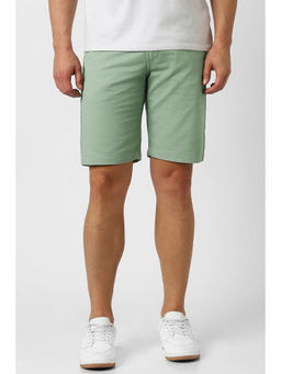 Peter England - Men's Green Solid Casual Shorts