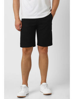 Peter England - Men's Black Solid Casual Shorts
