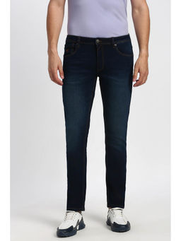 Peter England - Men's Navy Blue Mid Wash Jeans