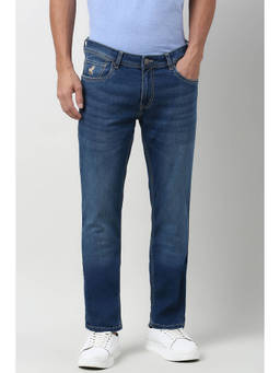 Peter England - Men's Blue Mid Wash Jeans