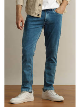 Peter England - Men's Blue Mid Wash Jeans