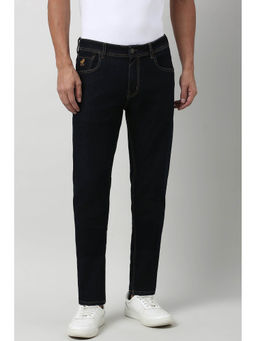 Peter England - Men's Navy Blue Mid Wash Jeans