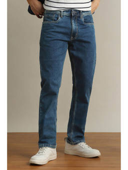 Peter England - Men's Blue Mid Wash Jeans