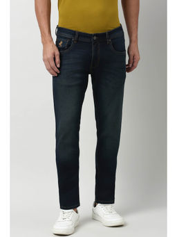 Peter England - Men's Navy Blue Mid Wash Jeans