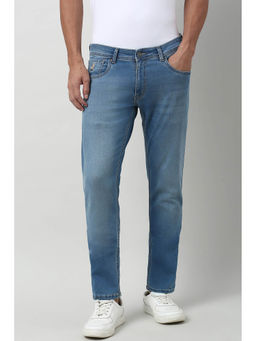 Peter England - Men's Blue Mid Wash Jeans
