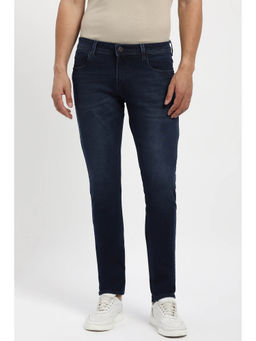 Peter England - Men's Navy Blue Mid Wash Jeans