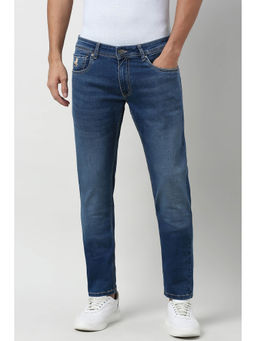 Peter England - Men's Blue Mid Wash Jeans