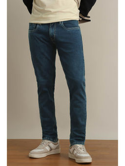 Peter England - Men's Blue Mid Wash Jeans