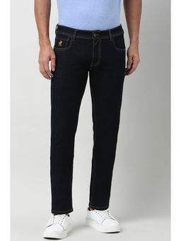 Peter England - Men's Navy Blue Mid Wash Jeans