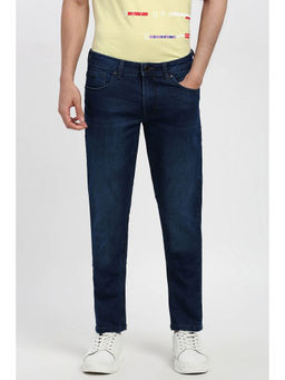 Peter England - Men's Navy Blue Mid Wash Jeans