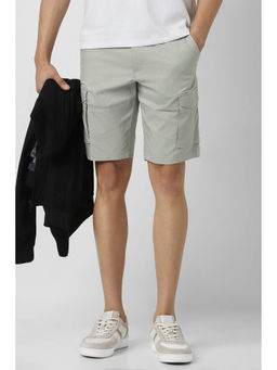 Van Heusen - Men's Grey Textured Casual Shorts