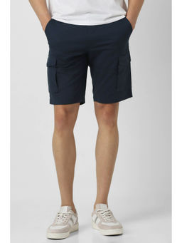 Van Heusen - Men's Navy Blue Textured Casual Shorts