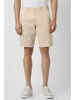 Van Heusen - Men's Beige Textured Casual Shorts
