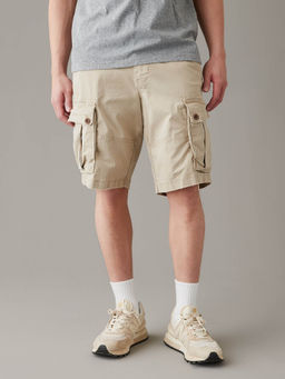 American Eagle - Men's Beige Flex 12 Lived-In Longer Length Cargo Shorts
