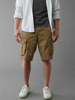 American Eagle - Men's Brown Flex 12 Lived-In Longer Length Cargo Shorts