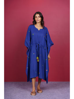 NAVYAS FASHION - Blue Birds Embroidered Kaftan Dress