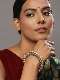 Ruby Raang Studio - Blue Navratan Meenakari Bangle