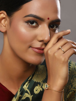 Ruby Raang Studio - Ruby Raang Green Multi Beads Kundan Bracelet