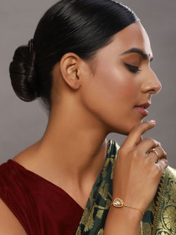 Ruby Raang Studio - Ruby Raang White Beads Kundan Bracelet