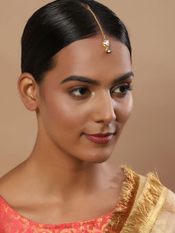 Ruby Raang Studio - Ruby Raang Golden Kundan Maang Tikka
