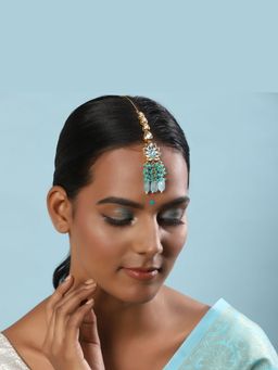 Ruby Raang Studio - Ruby Raang Blue Kundan Maang Tikka